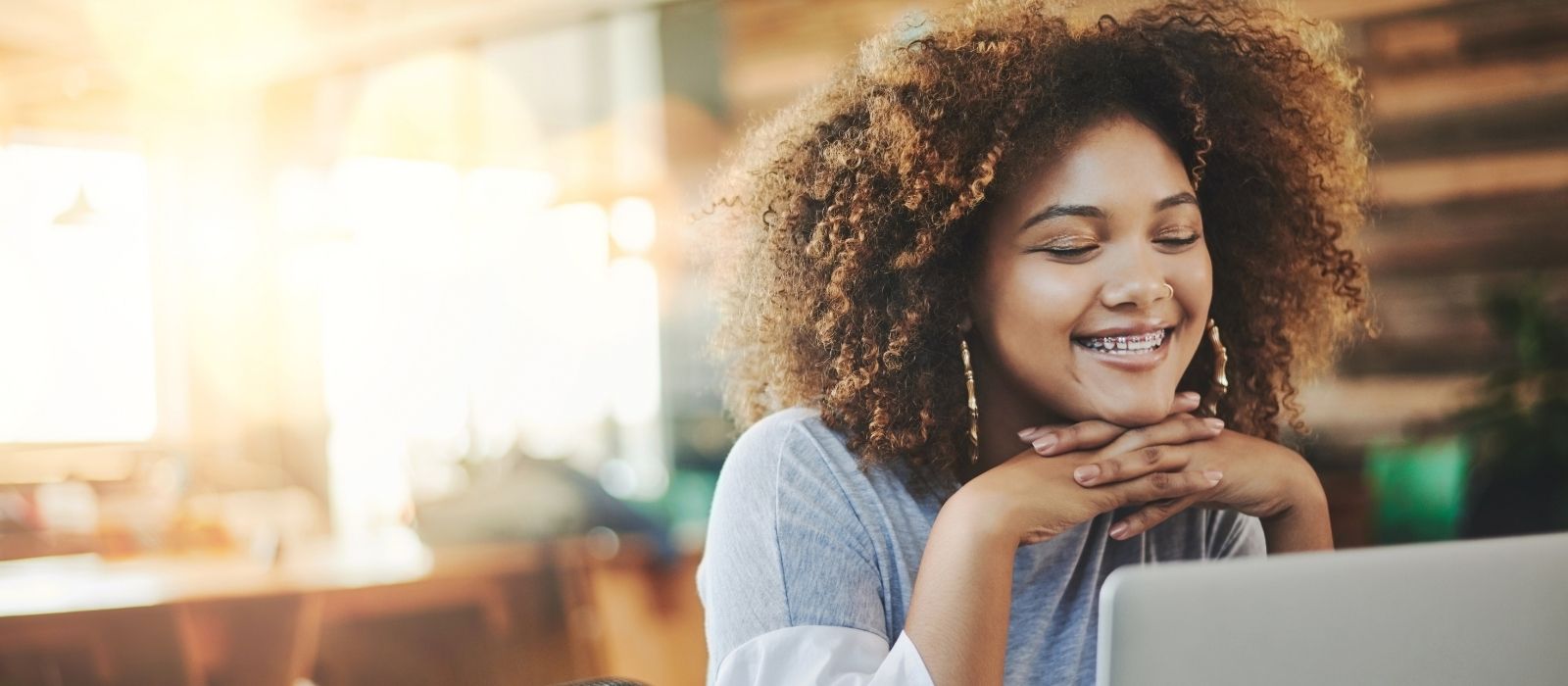 woman distracted thinking warm soft interior light