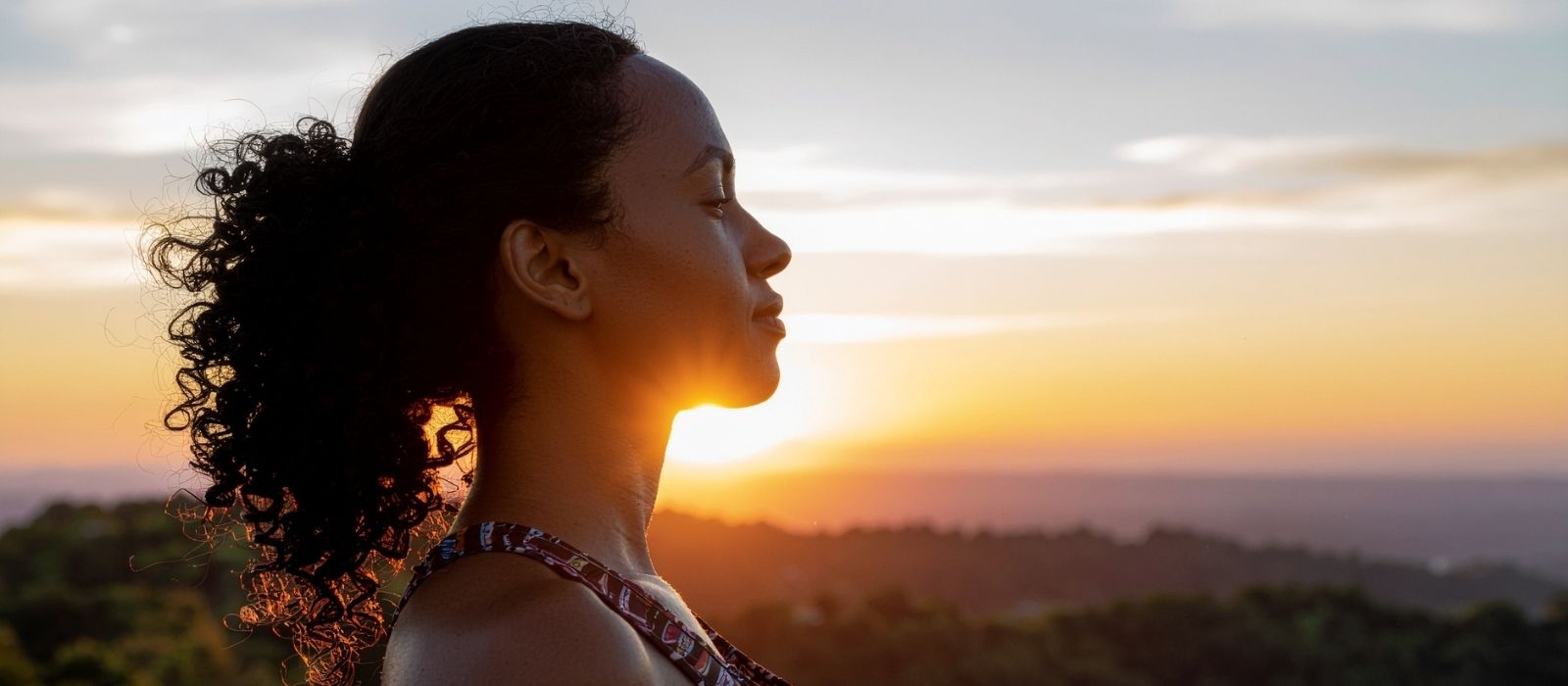 woman releasing tension letting go calm breath