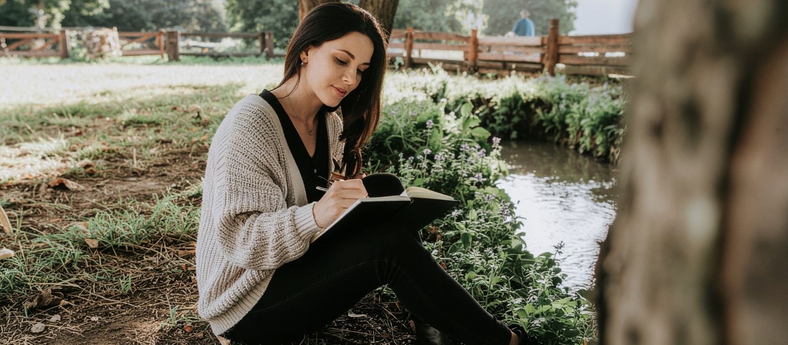 Woman pausing in a calm moment of reflection